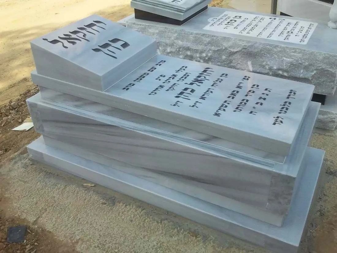מצבה זוגית כפולה משתי חלקות צמודות עם שני לוחות כיתוב